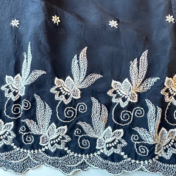 Vtg Biya Johnny Was Sheer Embroidered Midi Skirt Black Boho Y2K Festival Size S - Picture 2 of 6